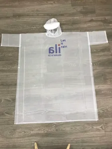 Áo mưa cánh dơi trắng đục in logo ILA 2 Áo mưa cánh dơi trắng đục in logo ILA