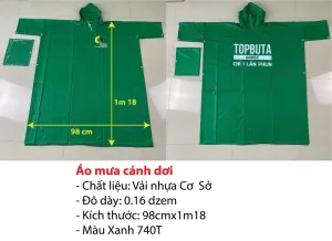 Áo mưa cánh dơi giá rẻ - nhựa cơ sở 3 Áo mưa giá rẻ vải nhựa PVC