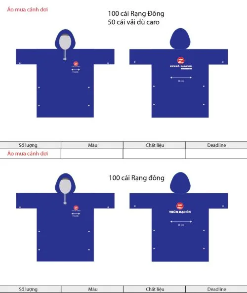 Áo mưa quảng cáo Hồng Hà