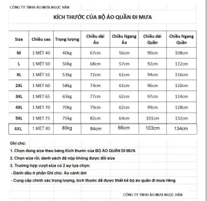 Áo Mưa Bộ VNXK 2 Size áo mưa bộ VNXK