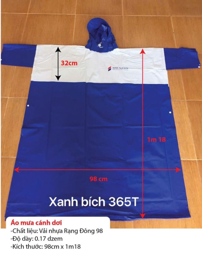 Hướng Dẫn Chọn Kích Thước Áo Mưa Cánh Dơi Chuẩn Nhất 1 Kích thước áo mưa cánh dơi freesize 98x118cm – xưởng áo mưa in logo Ngọc Hân