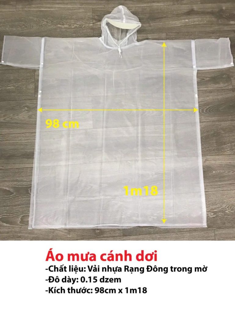 Hướng Dẫn Chọn Kích Thước Áo Mưa Cánh Dơi Chuẩn Nhất 2 Áo mưa cánh dơi nhựa PVC