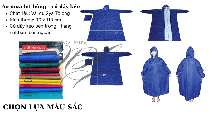 Áo mưa bit hông có dây kéo